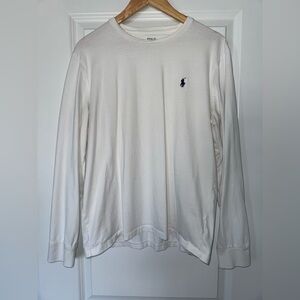 Polo by Ralph Lauren White Long-Sleeve Crewneck with Navy Pony